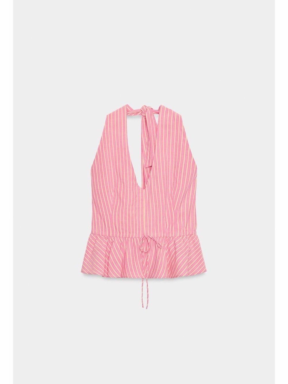 Zara Pink Halter Peplum Stripe Top